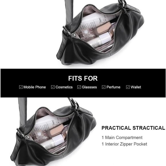 Shoulder Bag,Purses for Women Dumpling Small Hobo Bags Vegan Leather Ladies Clut - Picture 4 of 7